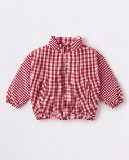 Red Gingham Sherpa Jacket