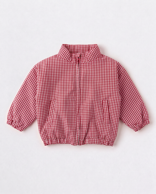 Red Gingham Sherpa Jacket