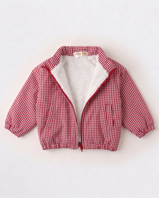Red Gingham Sherpa Jacket
