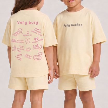 Very Busy Boxy Tee - Butter Yellow (Pink/Gray)