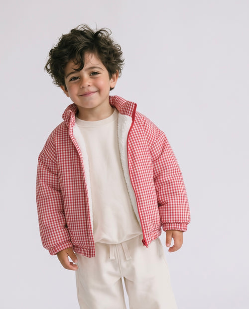 Red Gingham Sherpa Jacket