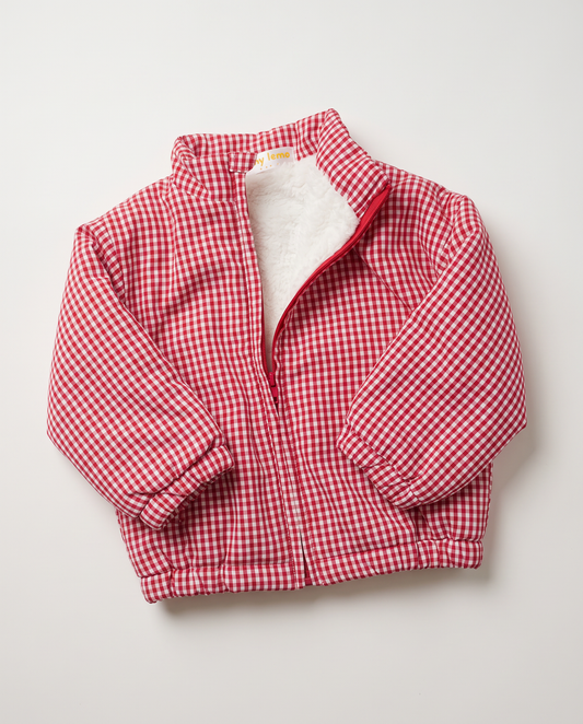 Red Gingham Sherpa Jacket