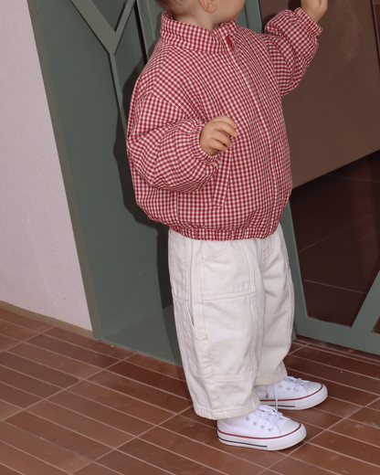 Red Gingham Sherpa Jacket