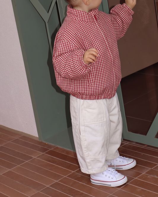 Red Gingham Sherpa Jacket